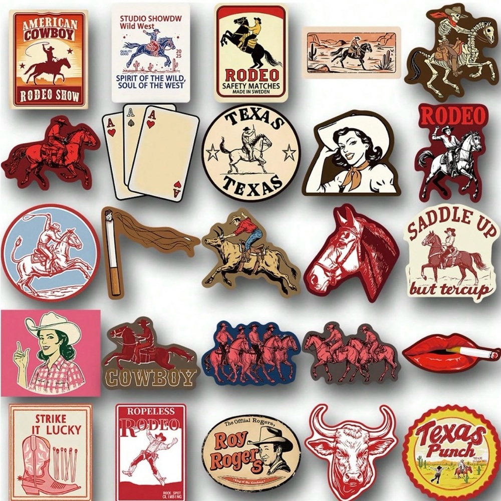 50 Western Cowgirl Stickers Cowboy Rodeo Horses Bull Boot Hat Sheriff - Picture 5 of 11